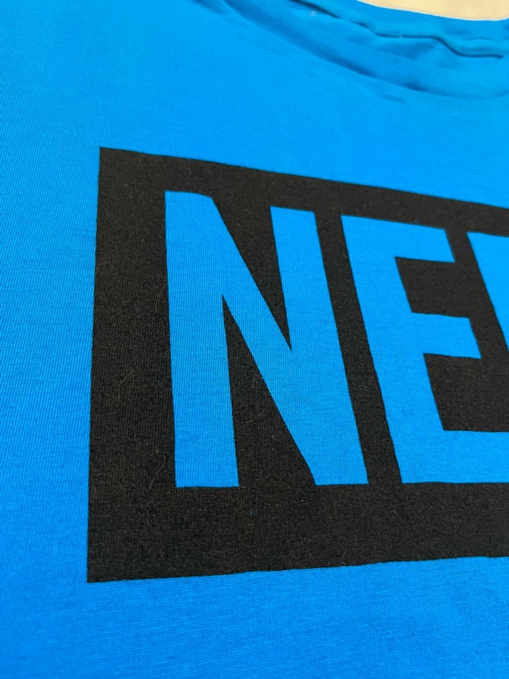 Neff Men's Graphic Logo Short Sleeve Tee in Bright Blue with Black Box T-shirt - Picture 16 of 16